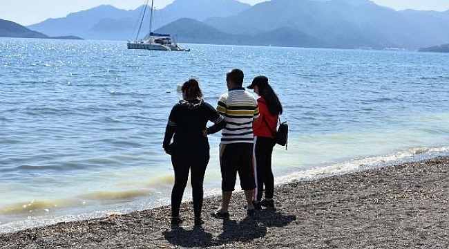 Marmaris'te denizin kıyısı sarıya boyadı
