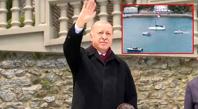 İstanbul'un Fethi'nin yıl dönümü kapsamında Boğaz'dan geçen yelkenliler Cumhurbaşkanı'nı selamladı