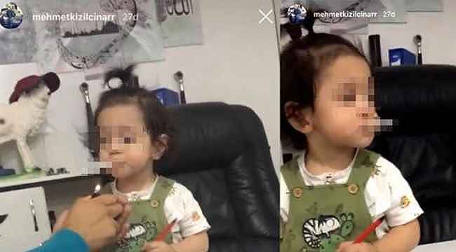 Bir skandal görüntü daha... Bu kez küçük çocuğa ‘babası’ sigara içirdi