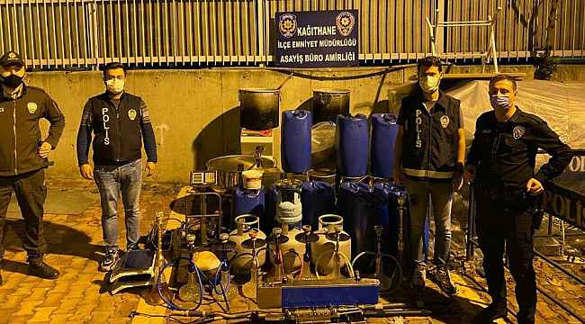 Kağıthane'de kaçak nargile tütünü imalathanesine operasyon