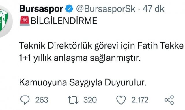 Bursaspor'da Fatih Tekke dönemi