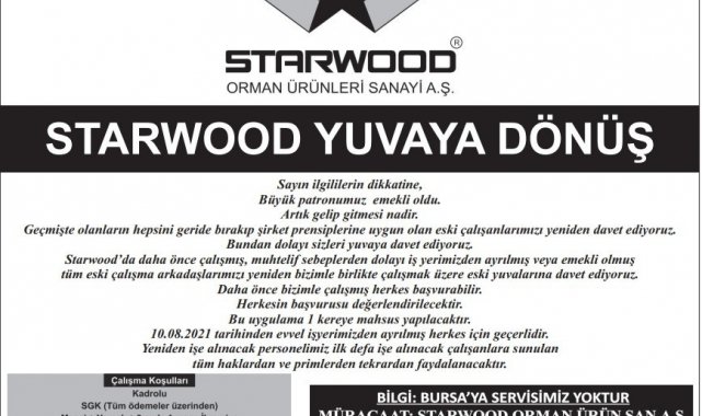 Starwood'dan "Büyük patron emekli oldu, yuvaya dönebilirsiniz" ilanı