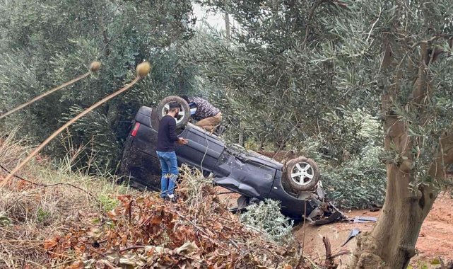 Bursa'da kanala uçan araç takla attı, içindekiler burnu kanamadan kurtuldu - Bursa Haberleri