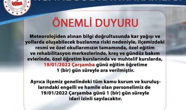İnegöl'de eğitime kar engeli