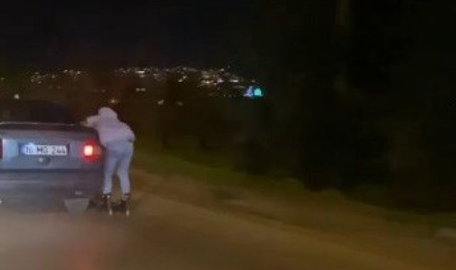 Bursa'da patenli gencin tehlikeli yolculuğu kamerada