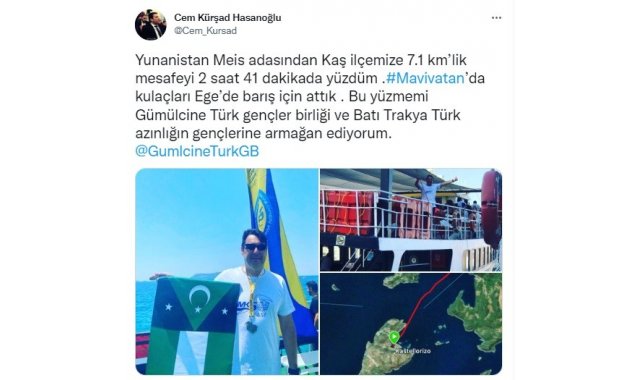 Yunanistan'dan Türkiye'ye yüzerek geçti