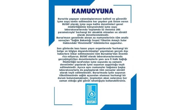 BUSKİ'den açıklama