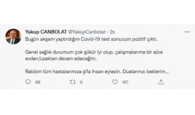 Bursa Valisi Yakup Canbolat, koronavirüse yakalandı