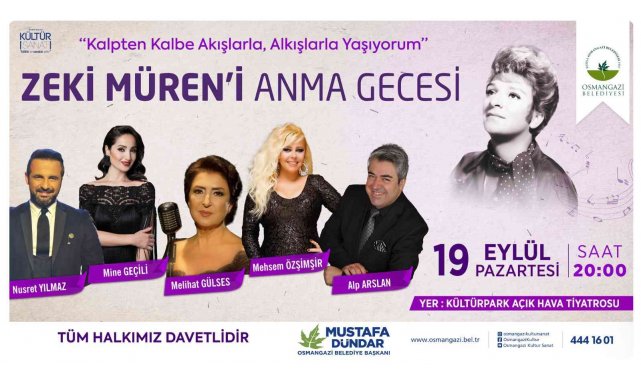 Osmangazi'den sanat güneşine vefa gecesi