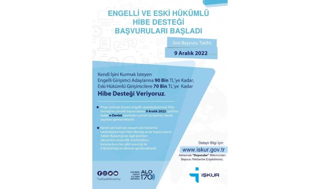 Engelli ve eski hükümlü hibe desteği başvuruları başladı