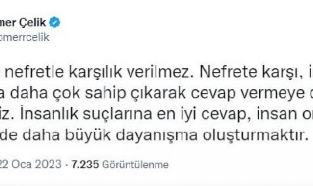 AK Parti'li Çelik: Faşizm ve nefret siyasetine karşı dayanışma oluşturmalıyız