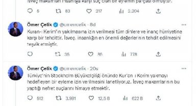 AK Parti'li Çelik: Kur'an-ı Kerim'e dönük her saygısızlık insanlık suçudur