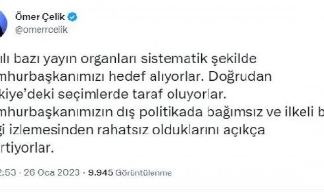 AK Parti'li Çelik'ten, Batı medyasına tepki: İlkel bir kara propaganda