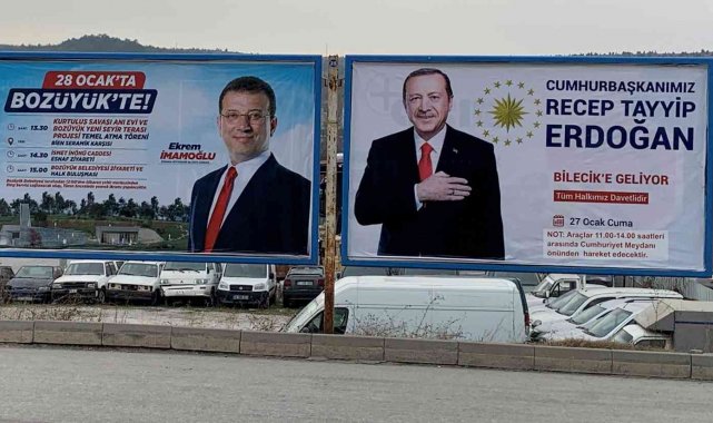 Aynı bilboardlarda Erdoğan ve İmamoğlu'nun fotoğrafları yan yana