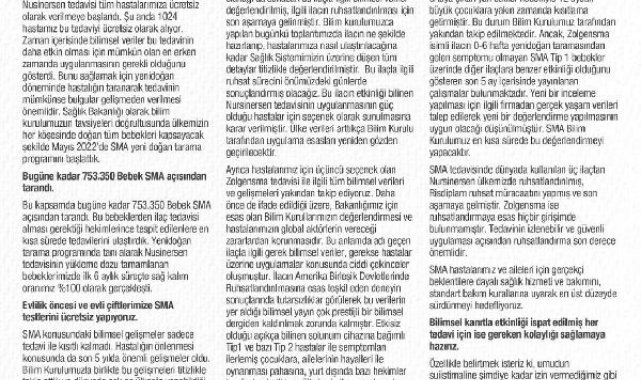 Bakan Koca: SMA Bilim Kurulumuz toplandı, artık iki ilaç tedavi rehberinde