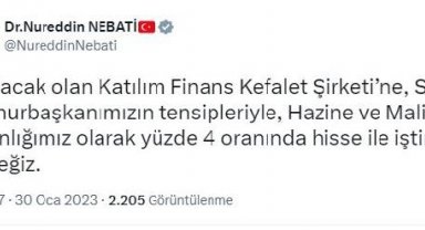 Bakan Nebati: Katılım Finans Kefalet Şirketi'ne yüzde 4 hisse ile iştirak edeceğiz
