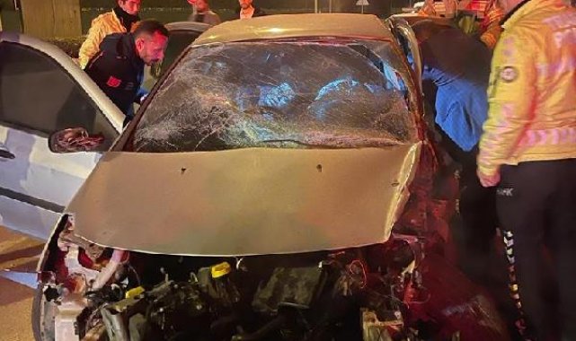 Bursa'da otomobil site duvarına çarptı: 2 yaralı