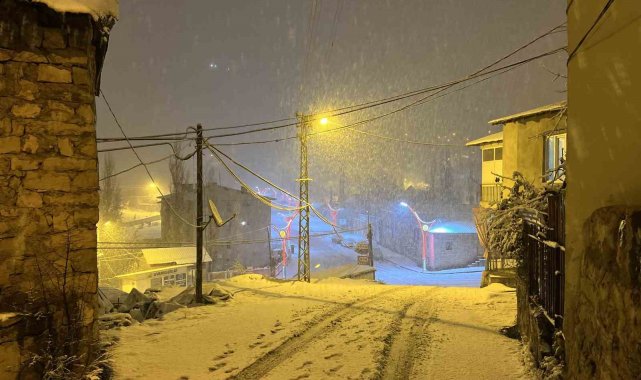 Çukurca'da kar yağışı