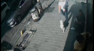 Laleli'de mülk sahibi ile kiracı arasındaki tartışma güvenlik kamerasında