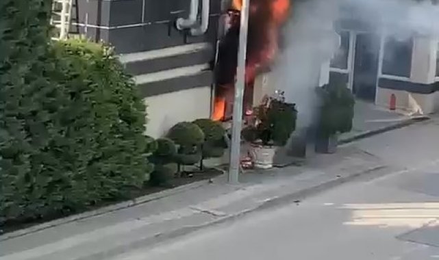 Lüks sitenin jeneratörü alev alev yandı
