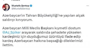 Meclis Başkanı Şentop'tan Azerbaycanlı mevkidaşına taziye telefonu