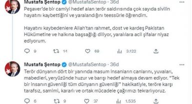 Meclis Başkanı Şentop'tan Pakistan'a başsağlığı mesajı