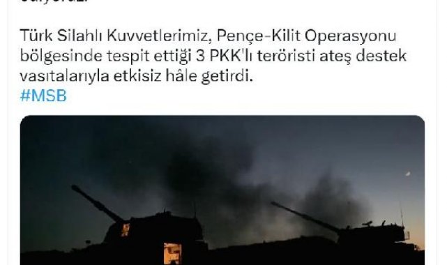 MSB: 3 terörist etkisiz hale getirildi