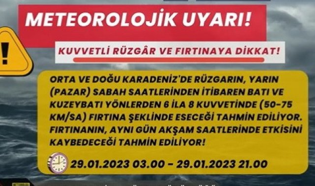 Orta ve Doğu Karadeniz'de kuvvetli rüzgar ve fırtına bekleniyor