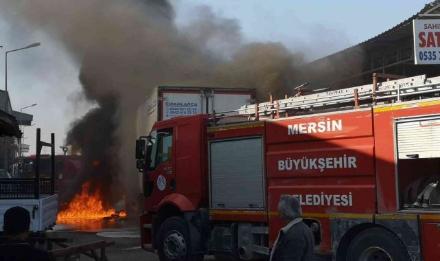 Tır alev alev yandı