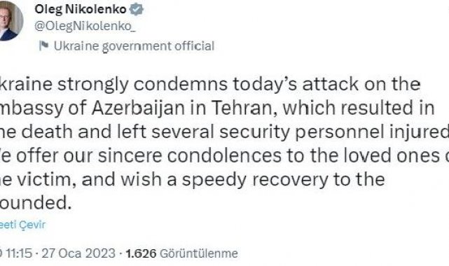 Ukrayna İran'daki büyükelçilik saldırısını kınadı