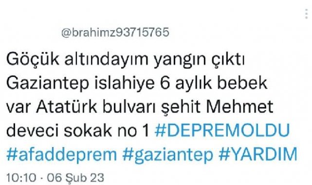 'Göçük altındayım, yangın çıktı' yalanıyla dezenformasyon içerikli paylaşım yapan kişi yakalandı