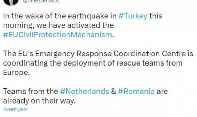 Avrupa Kriz Yönetimi Komiseri: Hollanda ve Romanya'dan ekipler yola çıktı