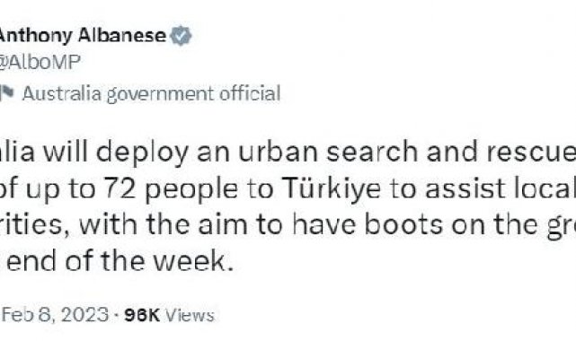 Avustralya'dan 72 kişilik arama-kurtarma ekibi gönderilecek