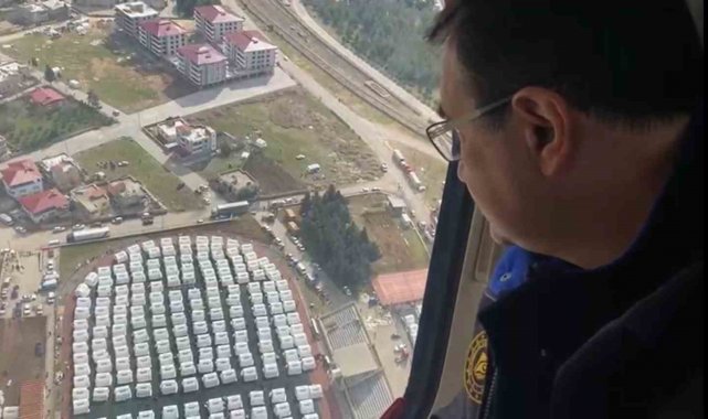Bakan Dönmez İslahiye'de deprem bölgesini havadan inceledi