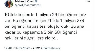 Bakan Özer: 71 ilde 1 milyon 279 bin öğrenci kapasitesi oluşturduk
