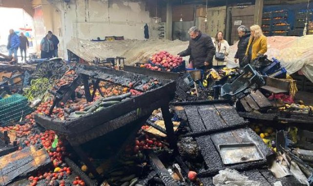 Bartın'da kapalı pazardaki tezgahlar yandı: 1 gözaltı