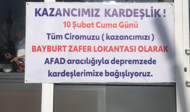Bayburt esnafı depremzedeler için işyerlerinde çalışıyor günlük kazançları deprem bölgesine bağışlanacak