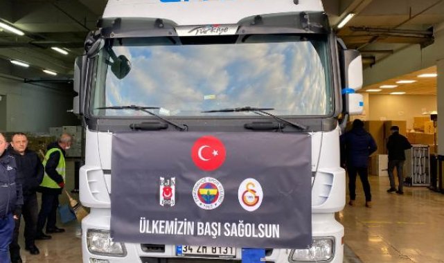 Beşiktaş, Fenerbahçe ve Galatasaray'ın 'Dostluk TIR'ları, aynı anda yola çıktı