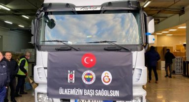 Beşiktaş, Fenerbahçe ve Galatasaray'ın 'Dostluk TIR'ları, aynı anda yola çıktı