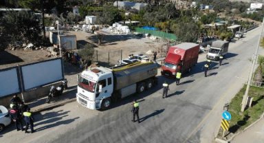 Bodrum'da hafriyat kamyonu denetimi; 1 milyon lira ceza kesildi
