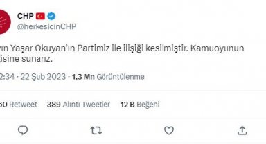 CHP: Yaşar Okuyan'ın partiyle ilişiği kesildi