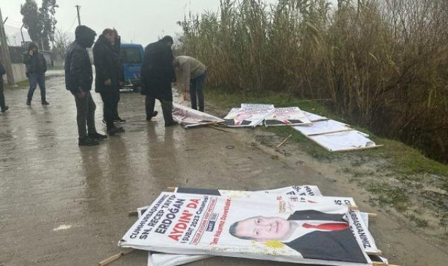 Cumhurbaşkanı Erdoğan'ın afişleri dereye atıldı