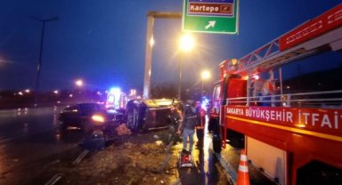 Deprem bölgesine giderken kazada yaralandılar