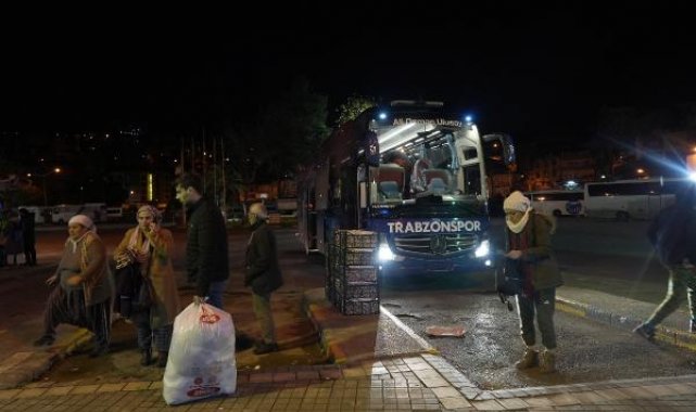 Depremzedeler, Trabzonspor otobüsüyle Trabzon'a geldi