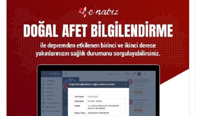 Depremzedelerin yakınları, e-Nabız'dan bilgi alabilecek