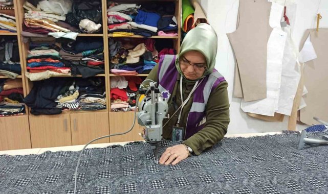 Dikiş makinelarinin başına depremzedeler için geçtiler