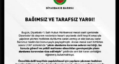 Diyarbakır'da hasarlı yapıların yıkım işlemlerinin durdurulmasına karar verildi