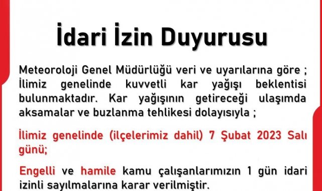 Engelli ve hamilelere bir gün idari izin