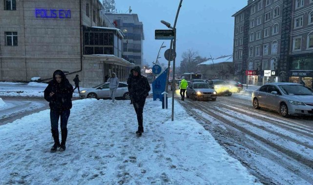 Erzurum'da kar yağışı etkili oldu