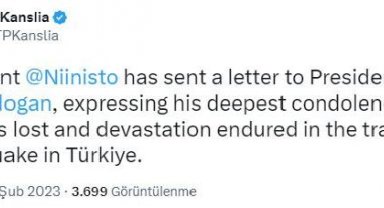 Finlandiya'dan taziye mektubu